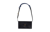 MIU MIU Fabric With Leather One Shoulder Wallet Women's Black & Baltic Sea Blue
