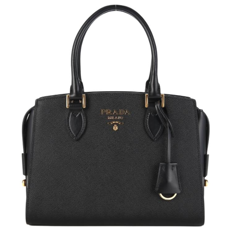 PRADA Cow Leather Shoulder Bag Crossbody Bag Handbag Women's Black