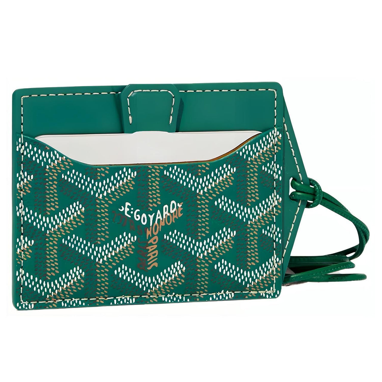 GOYARD Goyardine Canvas With Vauzelles Calfskin Card Holder Unisex Green
