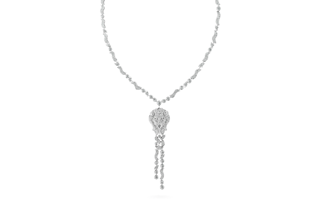 CHANEL 18K White Gold Necklaces Women's Silver