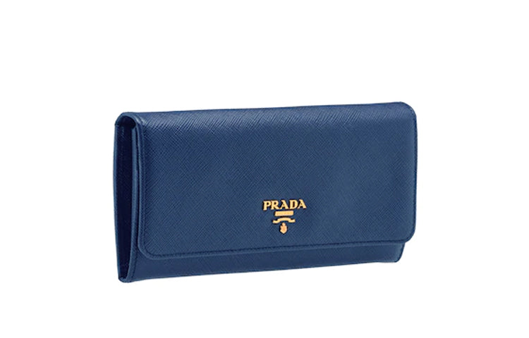 PRADA Cowhide Leather Wallet Women's Cornflower Blue