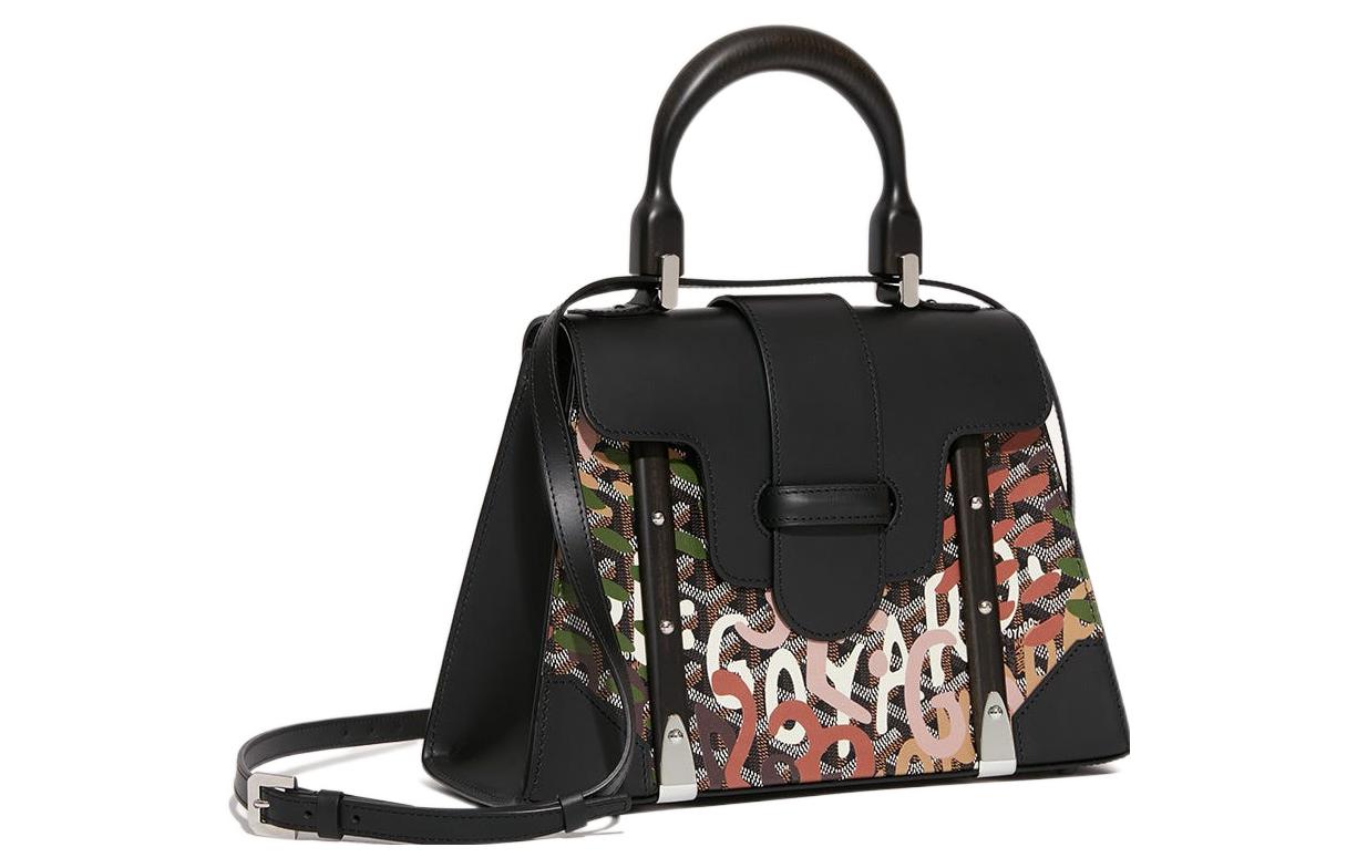 GOYARD Saigon Canvas With Leather Shoulder Bag Crossbody Bag Handbag Small Size Women's Black/Pink