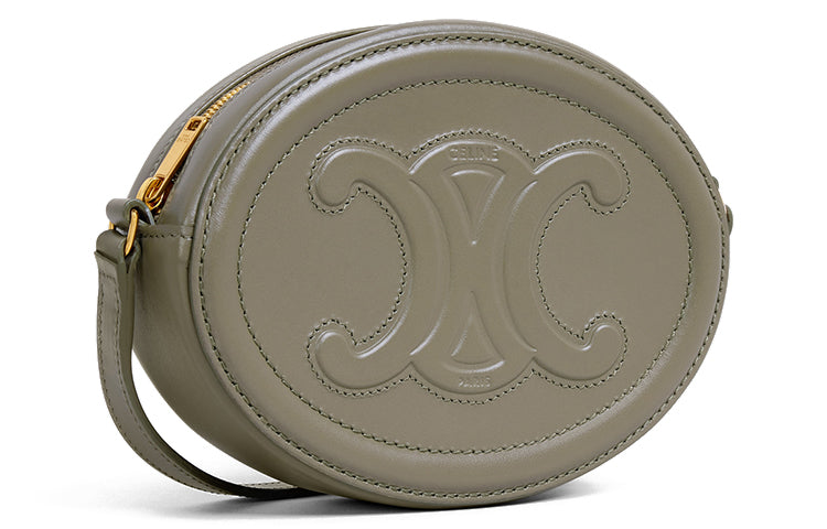 CELINE Cuir Triomphe Smooth Cow Leather Mooncake Bag, Wallet, Shoulder Bag, Crossbody Bag Women's Army Green
