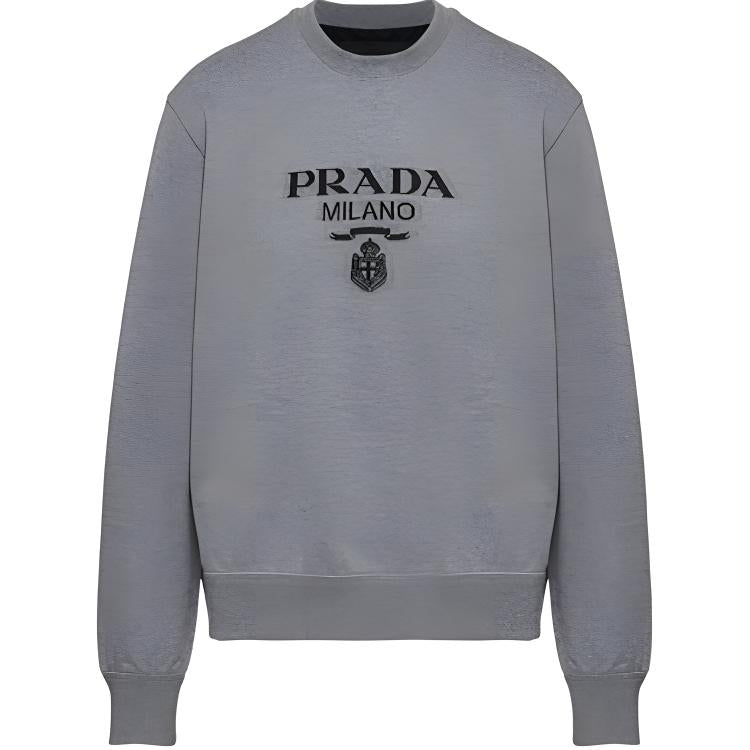 PRADA Cotton Jersey Logo Crewneck Sweatshirt