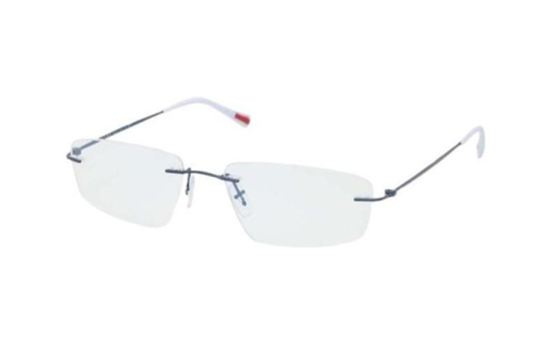 PRADA Crystal Irregular Shape Eyeglass Frames Men's Blue