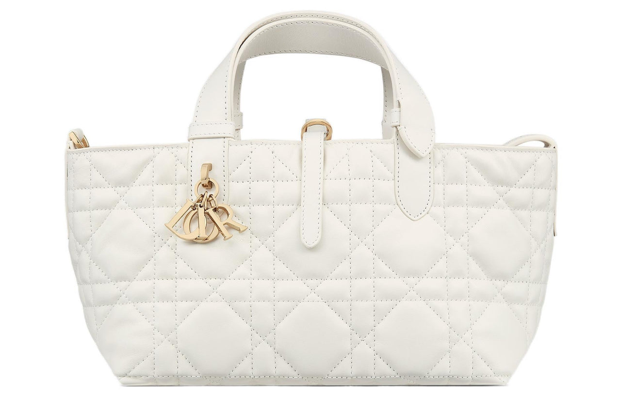 DIOR Cow Leather Native Handbag Trumpets Women's White