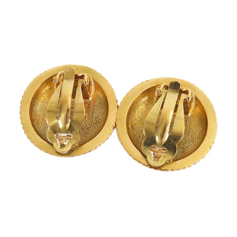 CHANEL 1995 Gold Plated Cc Clip On Costume Earrings
