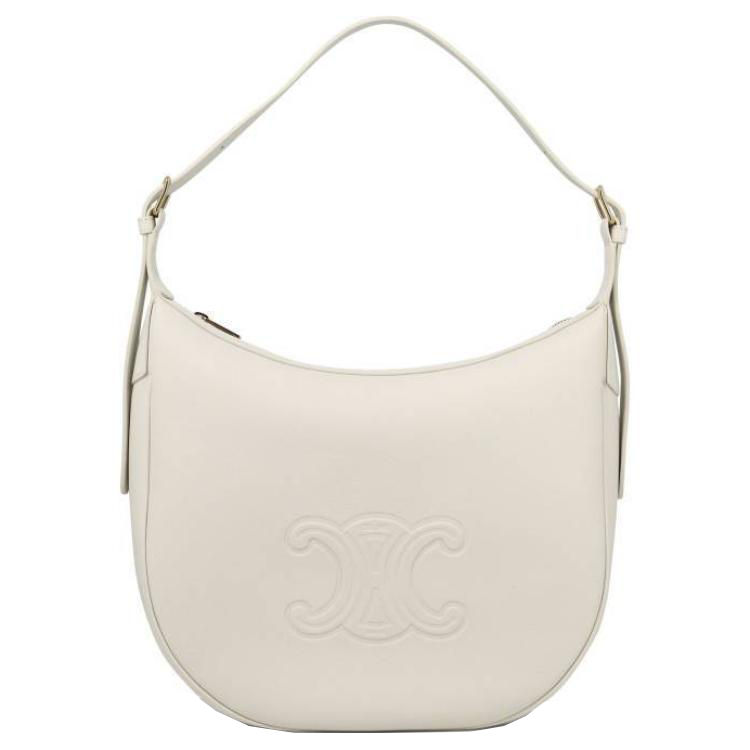CELINE Calfskin Handbag Shoulder Bag Women's Ecru