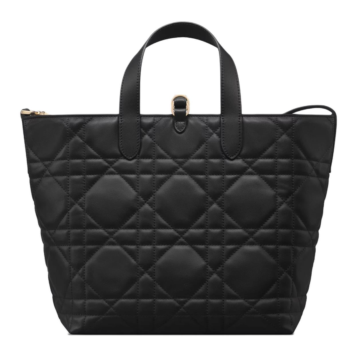 DIOR Toujours Cow Leather Basket Bag, Shoulder Bag, Crossbody Bag, Handbag Medium Size Women's Black