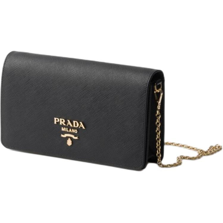 PRADA Cow Leather Shoulder Bag Mini Women's Black