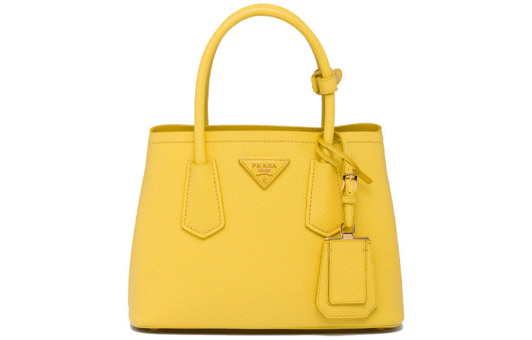PRADA Double Leather Shoulder Bag Crossbody Bag Handbag Mini Women's Sunlight Yellow