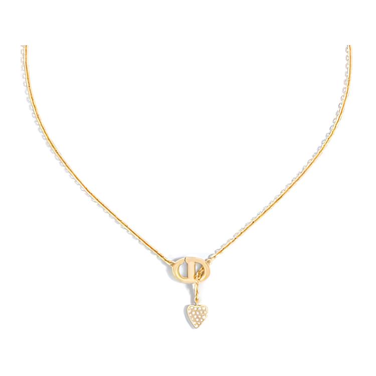 DIOR Faux Crystal Necklaces Women's Gold