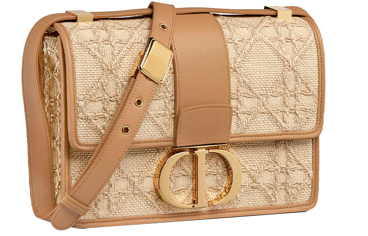 DIOR 30 Montaigne Collection Cow Leather Shoulder Bag Crossbody Bag Women's Gold/Tawny