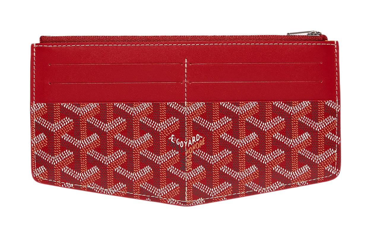 GOYARD Insert Louise Canvas With Leather Wallet Unisex Red