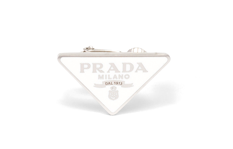 PRADA Enamel-Coated 925 Silver Palladium Clip-On Earrings Women's White