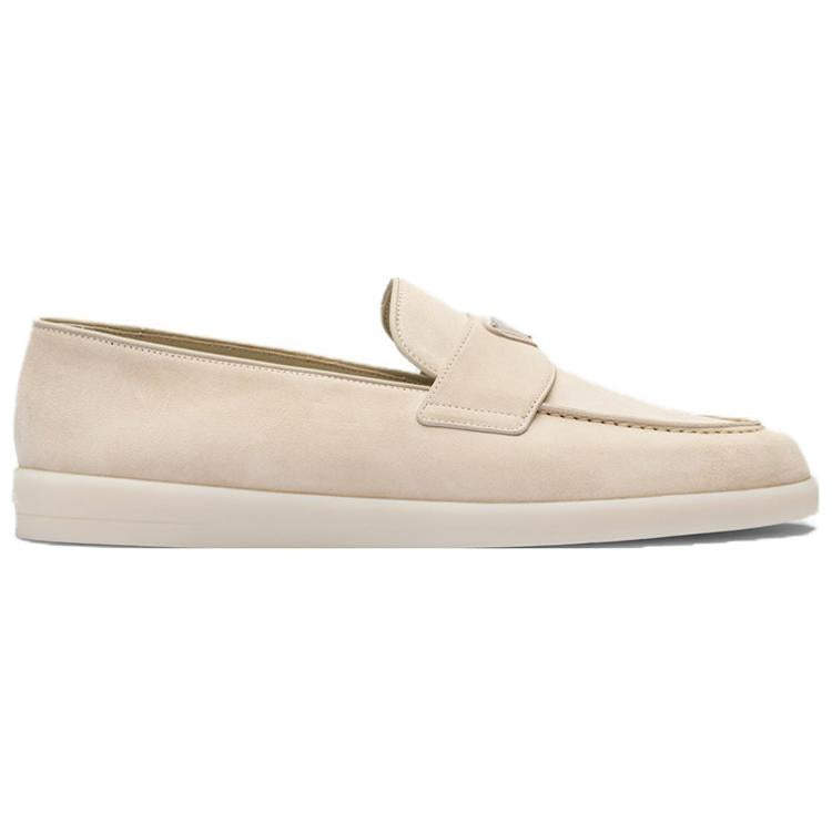 PRADA Enamel Triangle Logo-plaque Suede Loafers