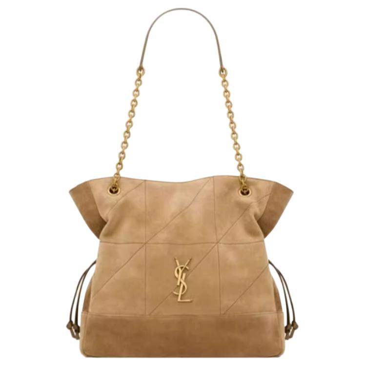 حقيبة كتف نسائية من جلد الغزال من SAINT LAURENT Trumpets Golden Leaf