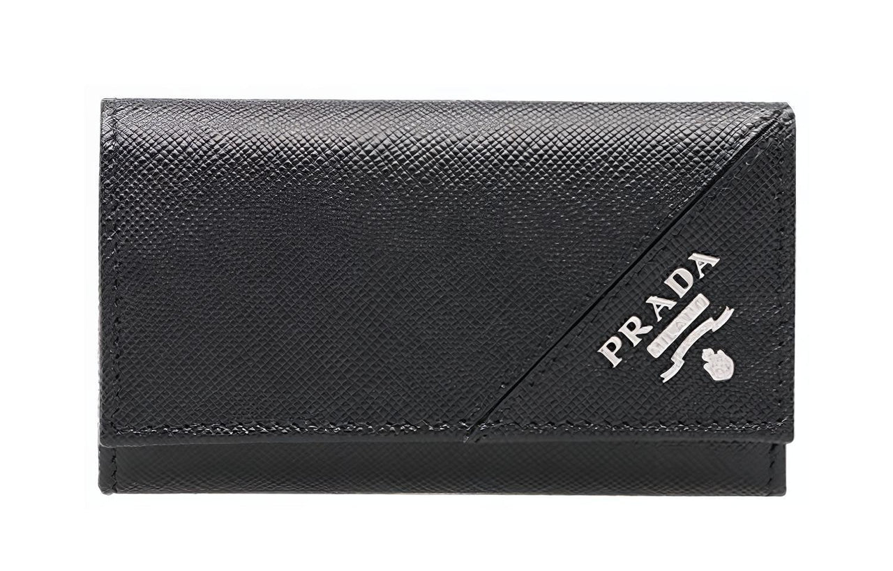 PRADA Cow Leather Key Pouch Regular Unisex Black