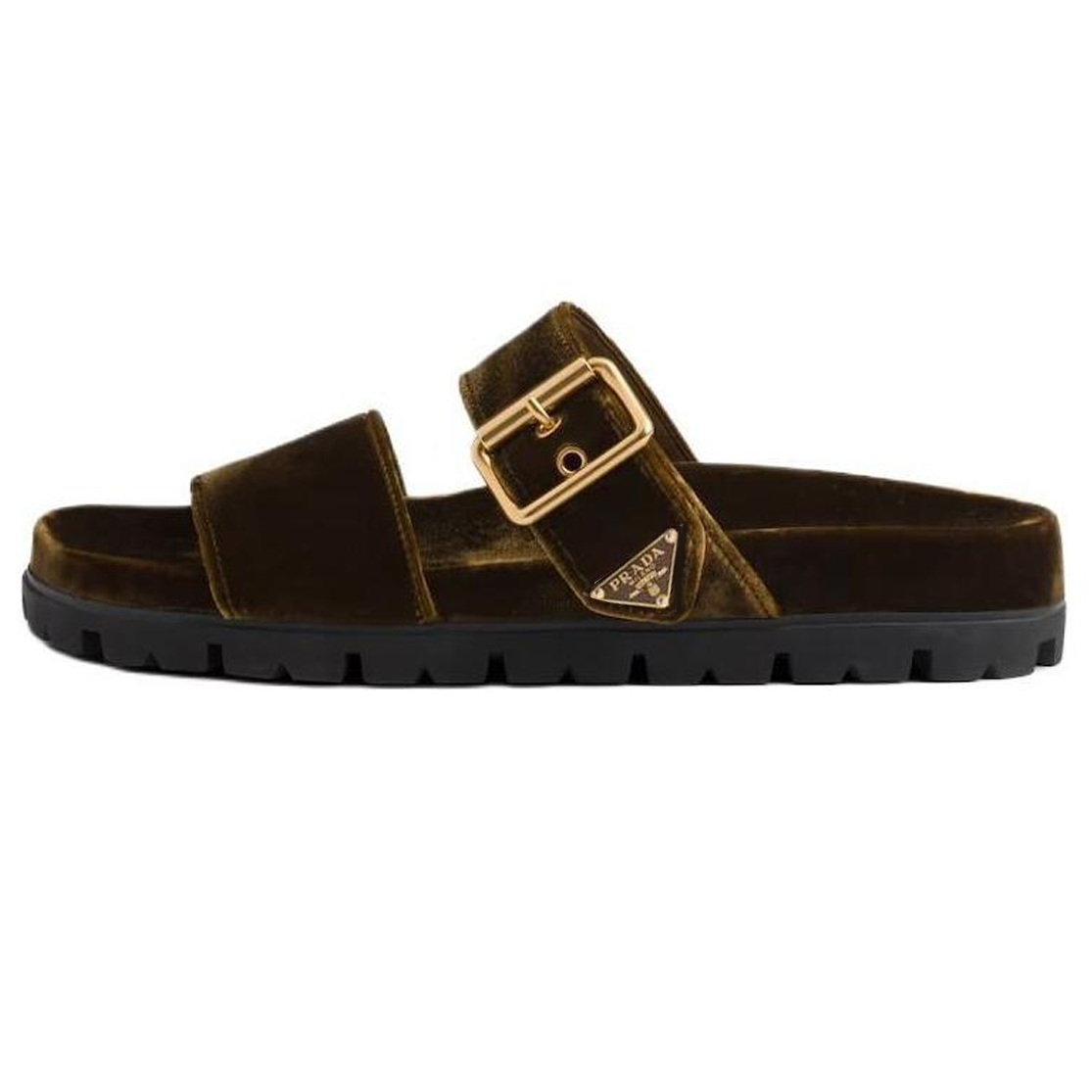 PRADA Buckled Velvet Sandals