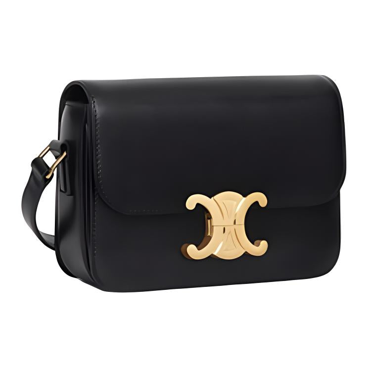 CELINE Calfskin Shoulder Bag Women's Black