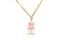 CHANEL Rhinestone Necklaces Unisex Gold