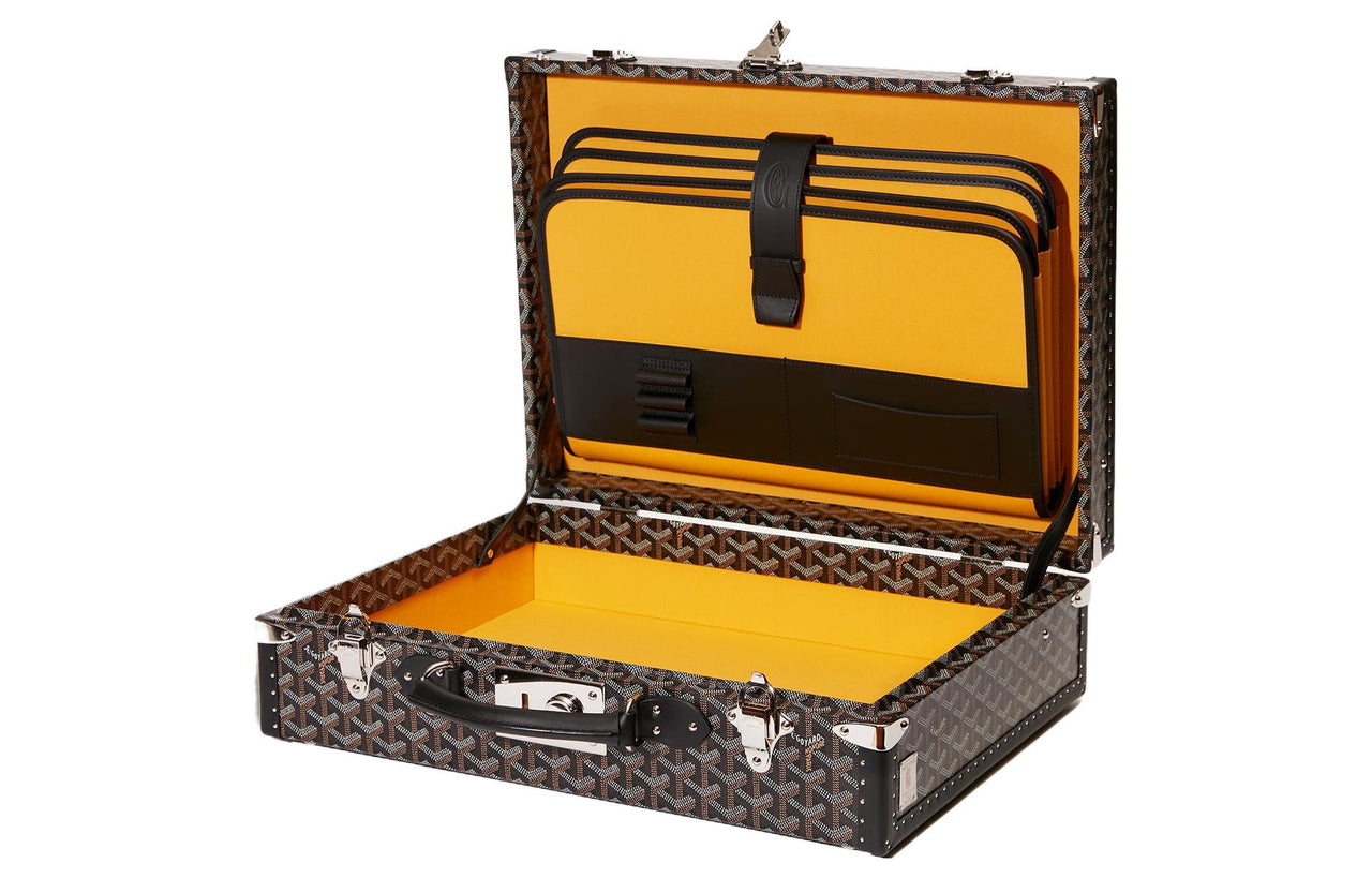 GOYARD Manoir Canvas With Leather Briefcases Medium Size Unisex Black