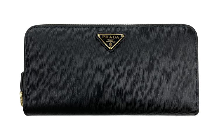 PRADA Cow Leather Wallet Tubas Women's Black