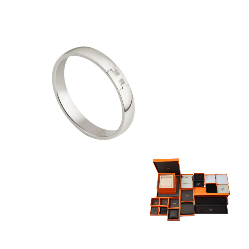 HERMES 18K White Gold Rings Women's Silver