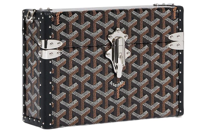 GOYARD Cassette Canvas With Leather Trim TRUNK Hard Case With Crossbody Bag Unisex Black