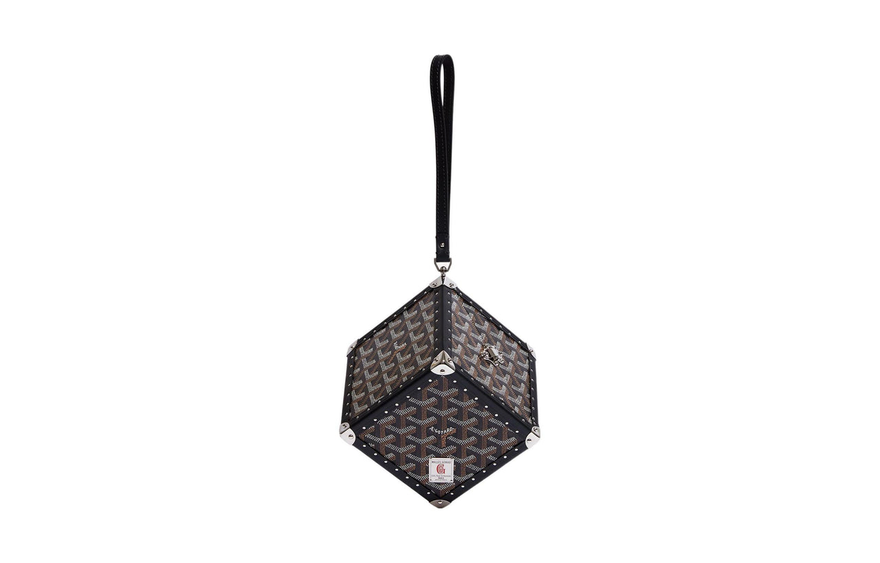 GOYARD Dé Canvas With Leather Wrist Bag Women's Black
