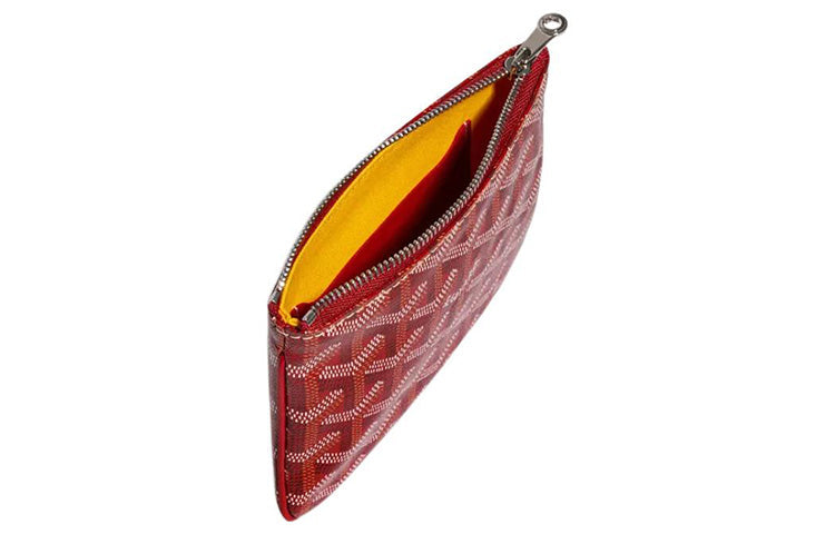 GOYARD SENAT Canvas With Calfskin Wallet Card Holder Clutch Mini Unisex Red