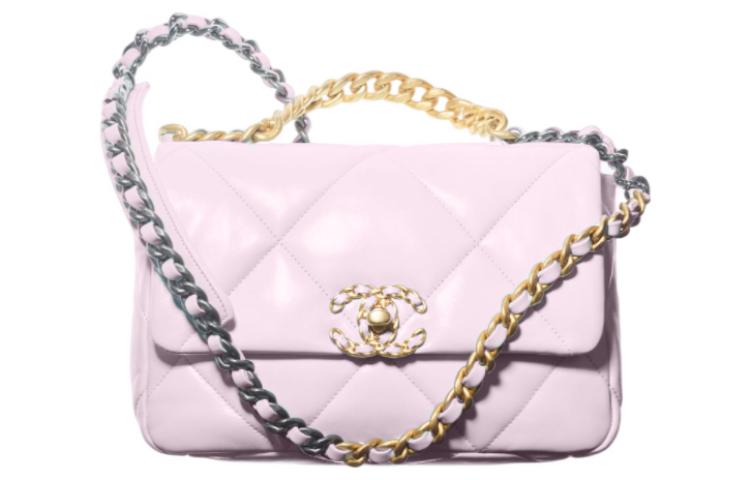CHANEL 19Bag Sheepskin Mouth Cover Bag Crossbody Bag Small Size Women's Pink