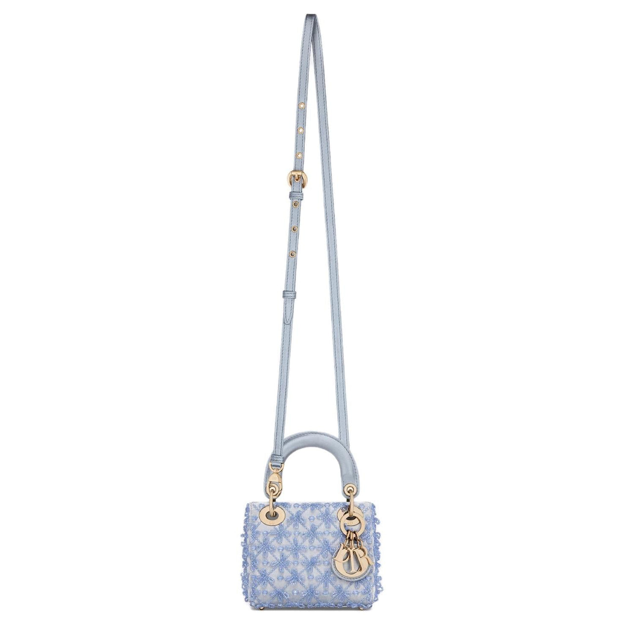 DIOR Lady Dior Mulberry Silk Shoulder Bag, Crossbody Bag, Handbag Extra Mini Women's Space Blue