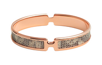 HERMES Rose Gold Plated Metal Lizard Skin Bangles Unisex Rose Gold