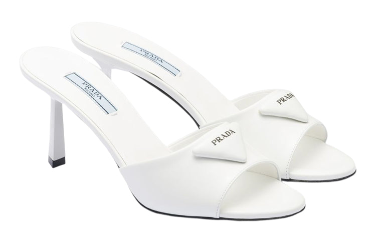 PRADA 75mm Brushed Leather Mules