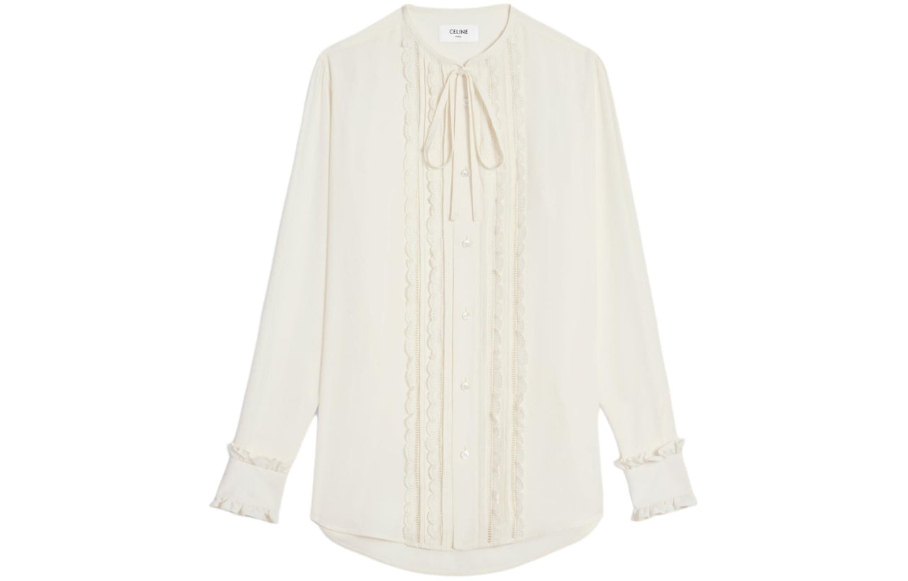 CELINE Frilled Romy Shirt In Silk Crepe And Acetate