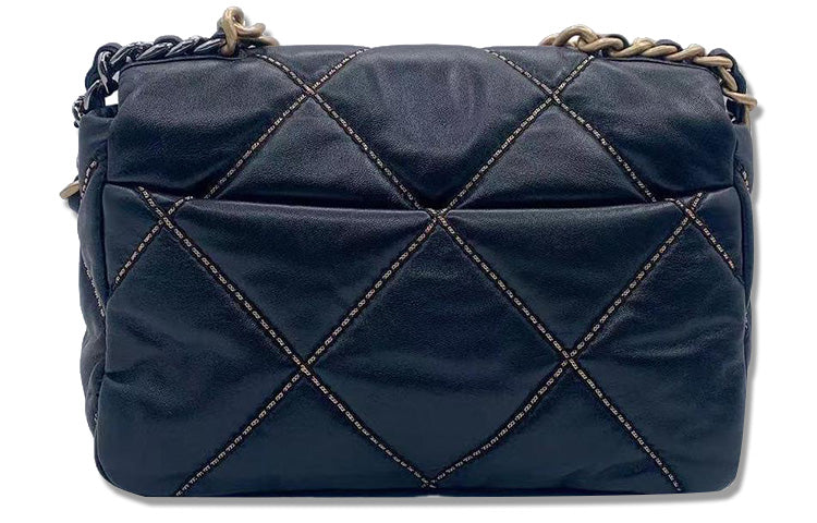 CHANEL 19Bag Sheepskin Mouth Cover Bag Crossbody Bag Small Size Women's Black