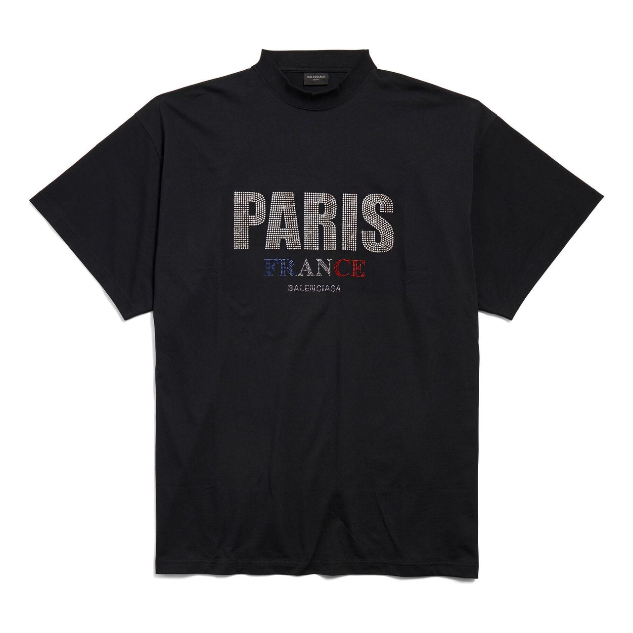 (WMNS) Balenciaga Paris Strass T-shirt Oversized 'Black' 787349TRVL51000