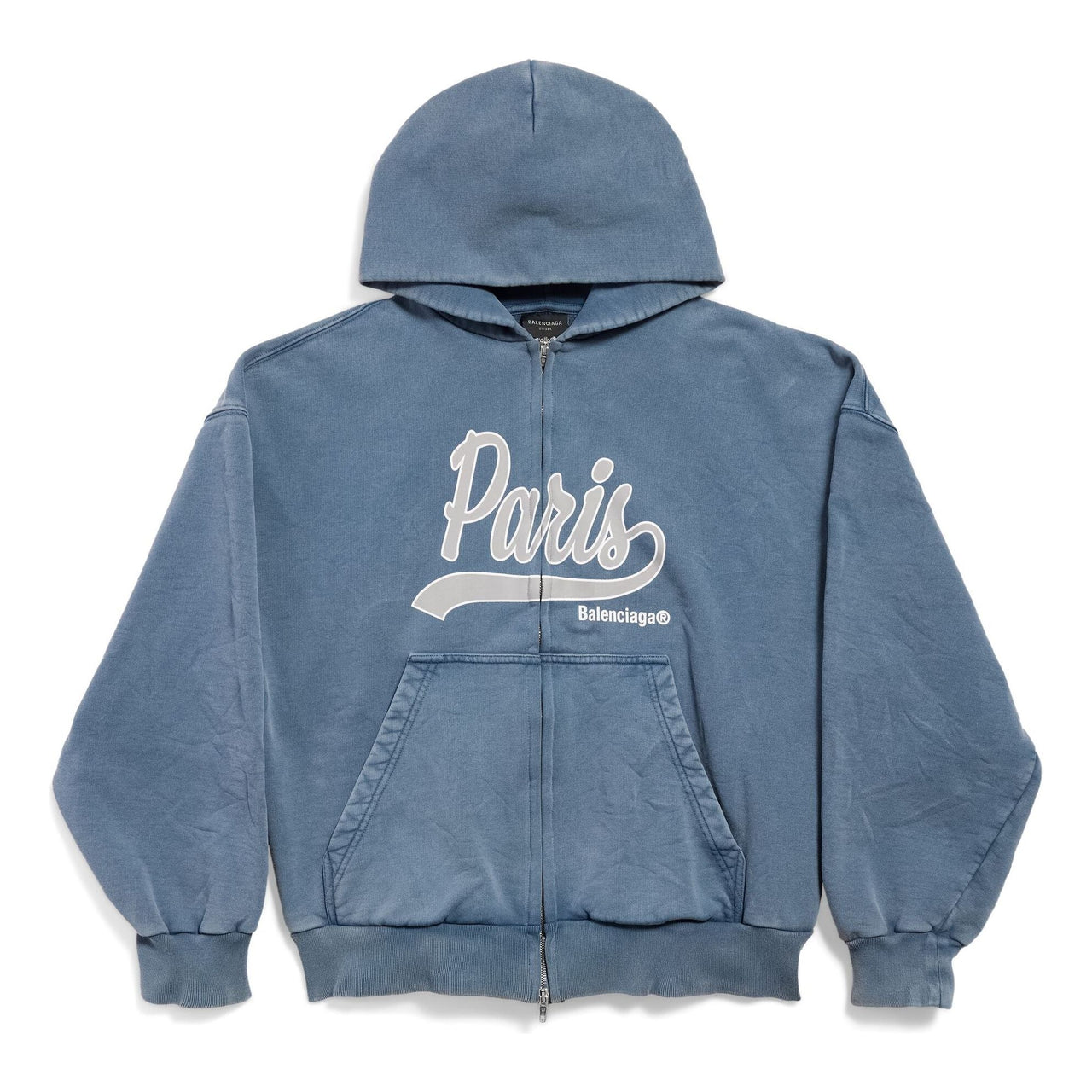 Balenciaga Enjoy Paris Full Zip Hoodie Regular Fit 'Faded Blue' 803264TRVL99340