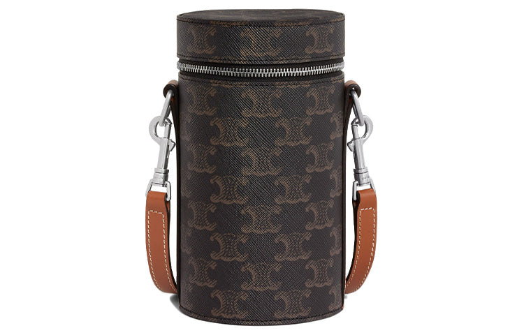 CELINE Cow Leather Cylinder Bag Shoulder Bag Crossbody Bag Regular Men's Tawny