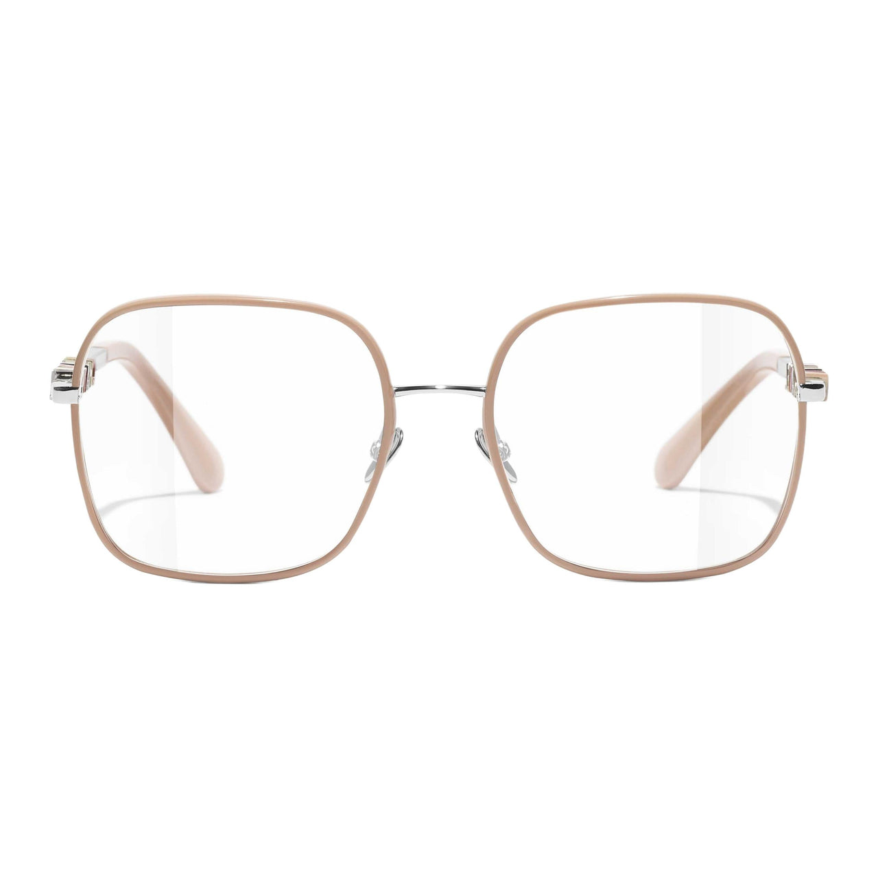 CHANEL Metal Square Eyeglass Frames Women's Gold