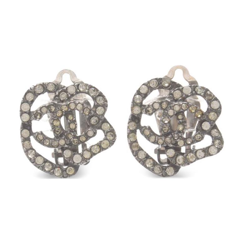 CHANEL 1986 1988 Cc Camellia Clip on Earrings