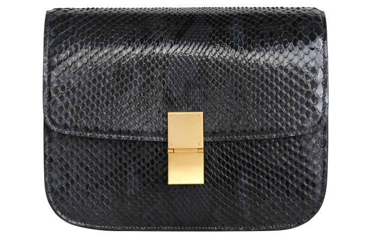 CELINE Classic Bo Snake Skin Tofu Bag Shoulder Bag Crossbody Bag Medium Size Women's Gray/Blue