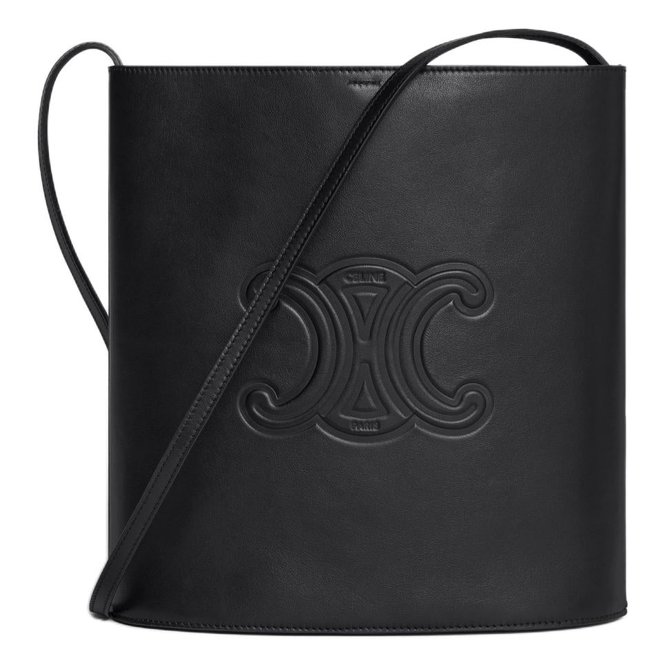CELINE Calfskin Bucket Bag, Shoulder Bag Trumpets Men's Black