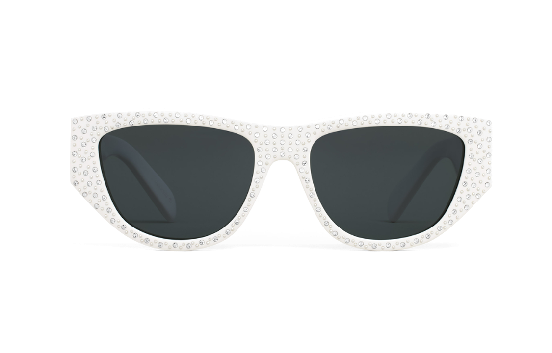 CELINE Acetate Cat Eye Sunglasses Women's White