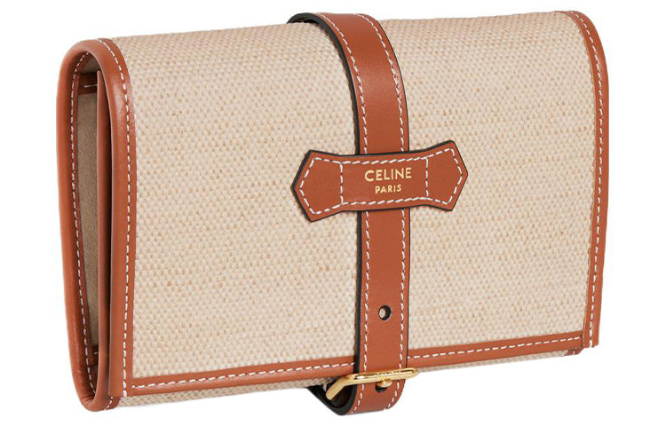 CELINE Calfskin Jewelry Storage Bag Women's Natural Color/Tan
