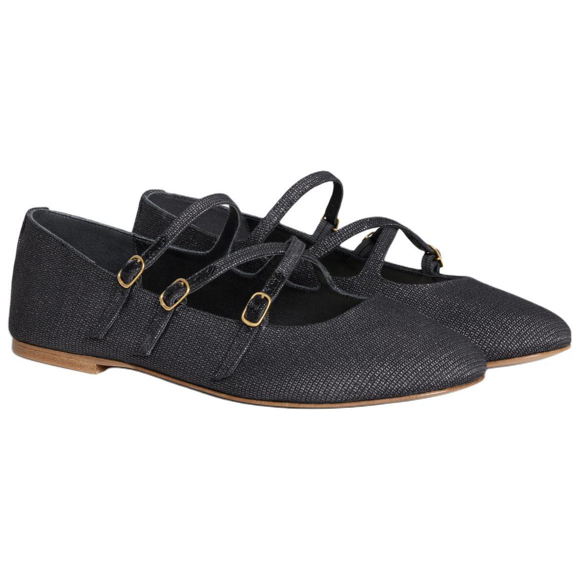 CELINE Flat Mary Jane Shoes Women's Black