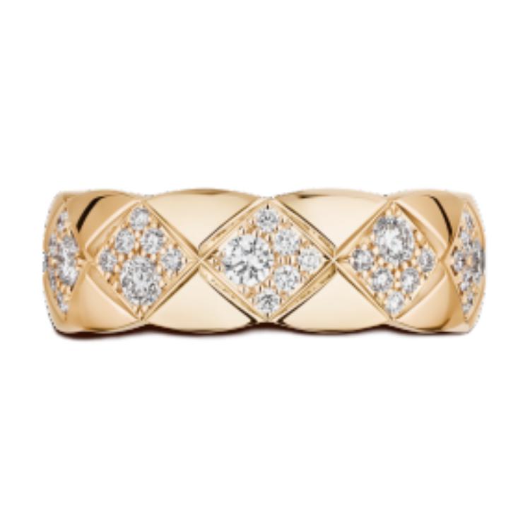 CHANEL 18K Gold Rings Unisex Beige
