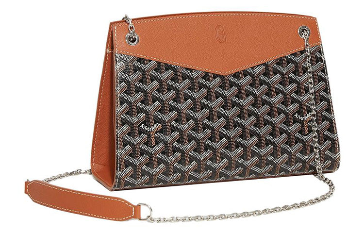 GOYARD Rouette Canvas With Leather Tote Chain Bag Shoulder Bag Small Size Women's Brown