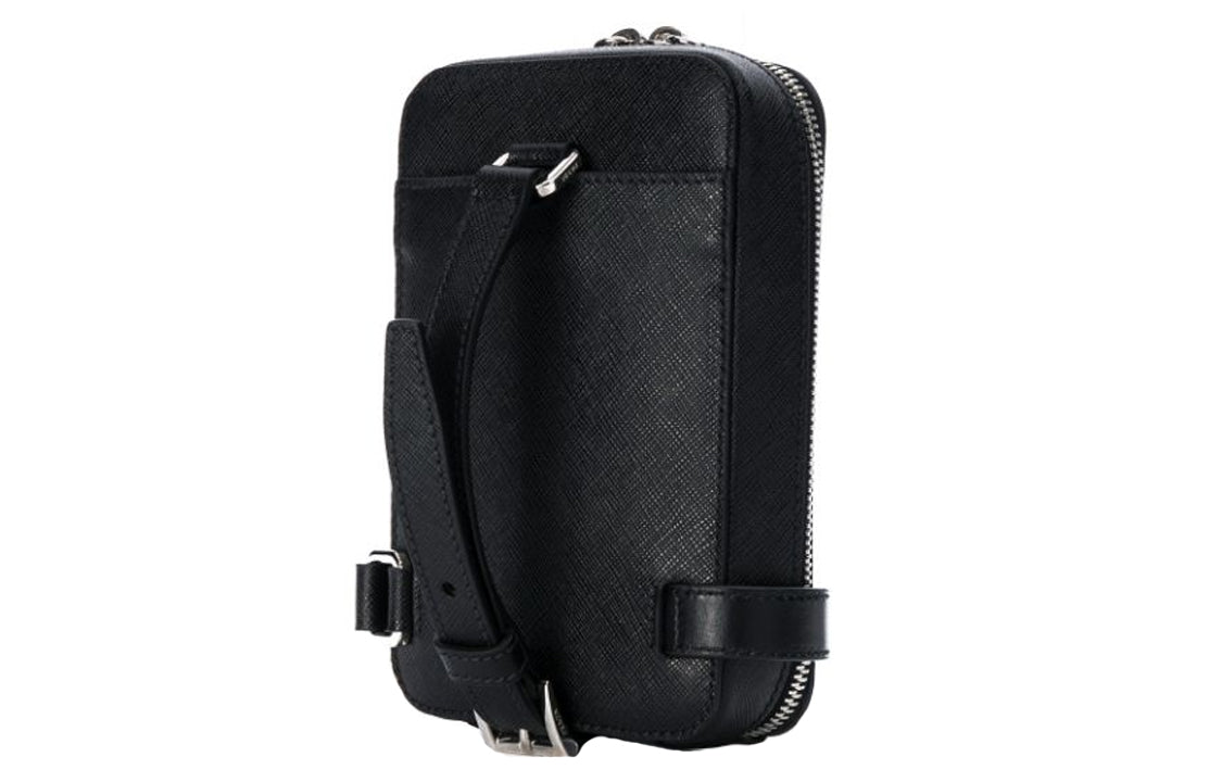 PRADA Cow Leather Fanny Pack Sling Bags Unisex Black